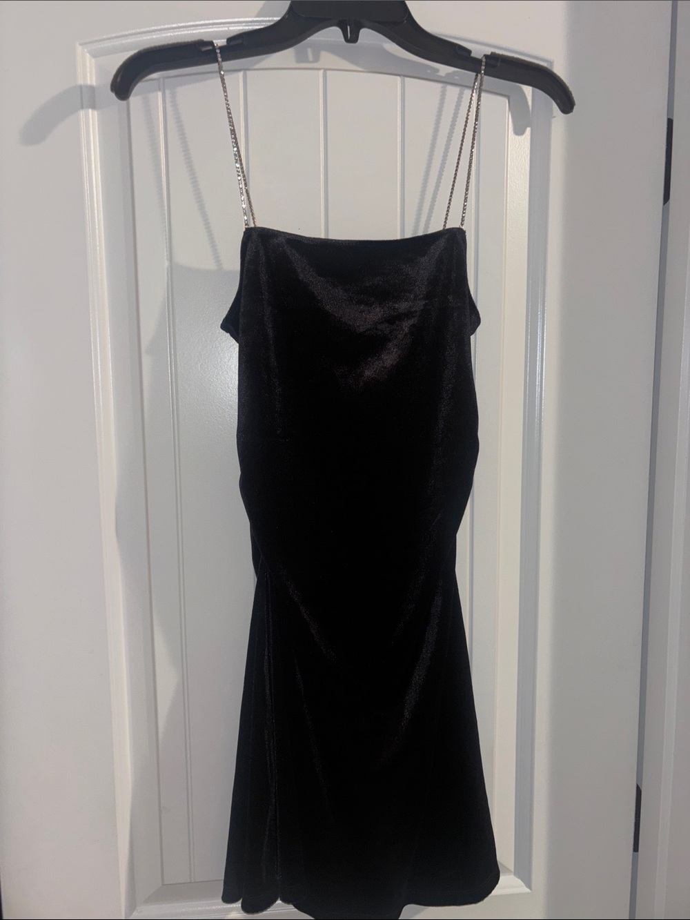 Forever 21 Black Velvet Mini Dress with Chain Straps